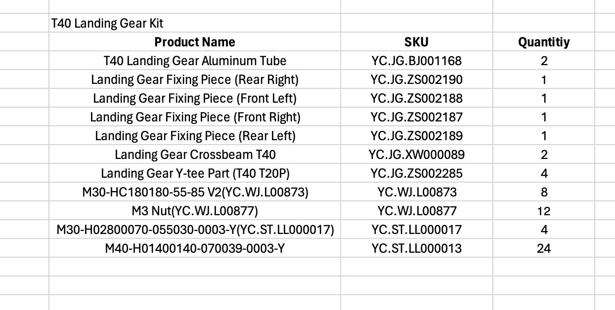 DJI Agras T40 Landing Gear Kit