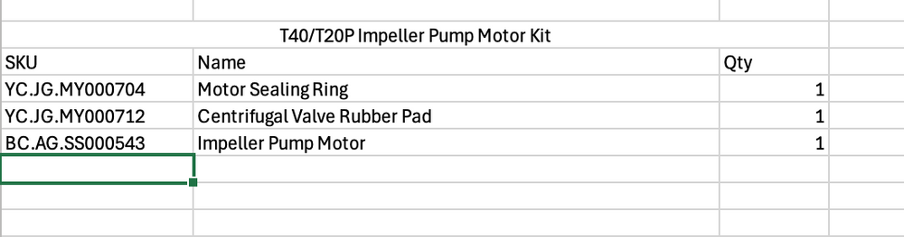 T40/T20P/T50/T25/T60X Impeller Pump Motor Kit